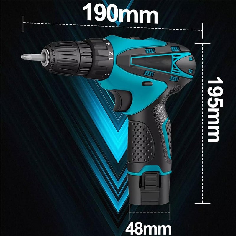 Galaxe Power Drills kit 12v portable electric cordless 12v cordless dril Lithium Battery drill machine with Hand Tool Kit Socket Set GLX12V46SS4 74pcs tool kit - Image 3
