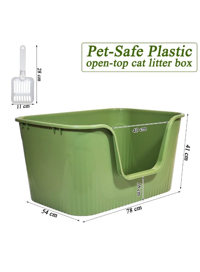 أن ان سي بيتس صندوق قمامة قطط كبير ذو جوانب عالية، عميق للغاية، صندوق بلاستيكي متين، وصينية قمامة قطط داخلية، تصميم مفتوح 78 سم لجميع القطط، يقلل من الرائحة، مدخل أمامي منخفض، وداخلي غير لاصق، سهل المسح - Image 2