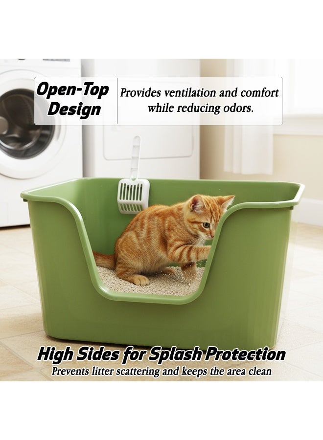 أن ان سي بيتس صندوق قمامة قطط كبير ذو جوانب عالية، عميق للغاية، صندوق بلاستيكي متين، وصينية قمامة قطط داخلية، تصميم مفتوح 78 سم لجميع القطط، يقلل من الرائحة، مدخل أمامي منخفض، وداخلي غير لاصق، سهل المسح - Image 3