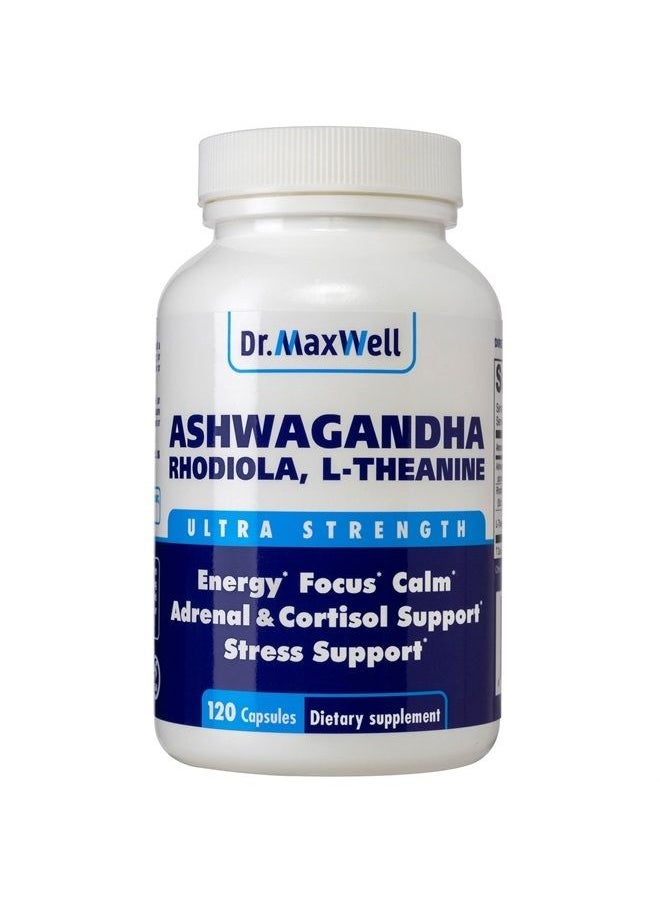 Dr. Maxwell Cortisol Manager Supplement, Supports Relaxation, Mood & Sleep in Times of Occasional Stress, Ashwagandha Rhodiola Adaptogens Supplements, Helps Maintain Normal Cortisol Levels* 120 Capsules, USA  - Image 1