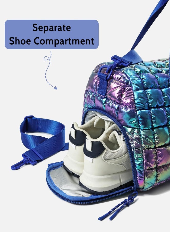 FODOKO Quilted Duffel Gym Bag for Women Dazzle, Nebula - Image 5