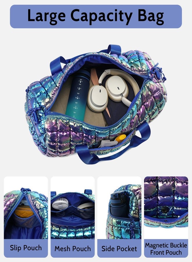 FODOKO Quilted Duffel Gym Bag for Women Dazzle, Nebula - Image 4