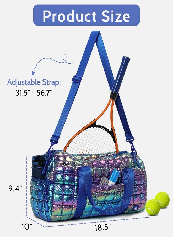 FODOKO Quilted Duffel Gym Bag for Women Dazzle, Nebula - Image 3