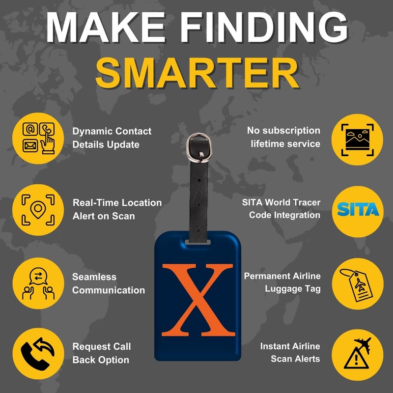 tag8 [Pack 2] Smart Luggage Tag ID with Name Initial B| Bag Tag with Global Loss Recovery Service | Airline Compliant | SITA World Tracer Code Enabled | Smart Alternative to Name Tags | Gift idea (X) - Image 4