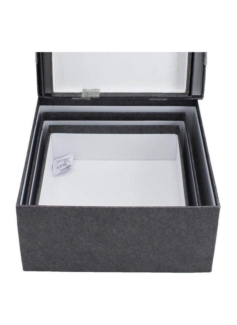 Generic - Paper Gift Box Square 3Pcs Set – 24.5x24.5x11.5CM, Durable Packaging for Gifts Presents Party Favors and Special Occasions (GRAY COLOR, 24.5x24.5x11.5 cm 3 pcs set) - Image 1