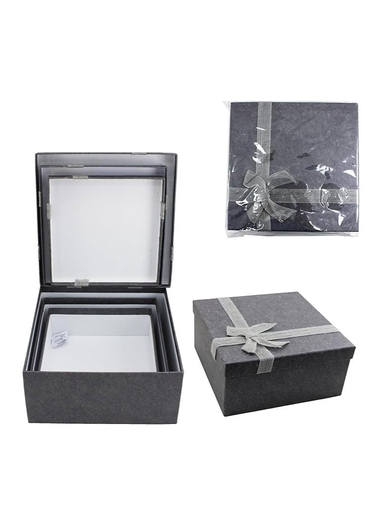 Generic - Paper Gift Box Square 3Pcs Set – 24.5x24.5x11.5CM, Durable Packaging for Gifts Presents Party Favors and Special Occasions (GRAY COLOR, 24.5x24.5x11.5 cm 3 pcs set) - Image 1