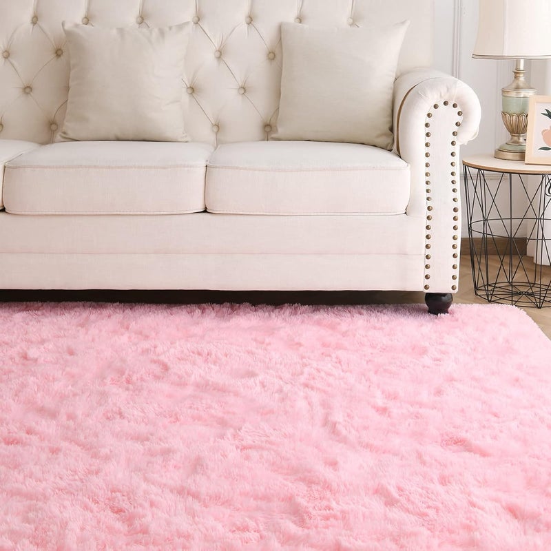 Moofcy Solid Color Area Rug – Soft Plush Carpet for Living Room, Bedroom, Kids Room, Kitchen – Multiple Sizes, Shapes & Colors – Non-Slip, Easy to Clean Modern Floor Rug - (Pink, Rect, 3x5 feet) - Image 4