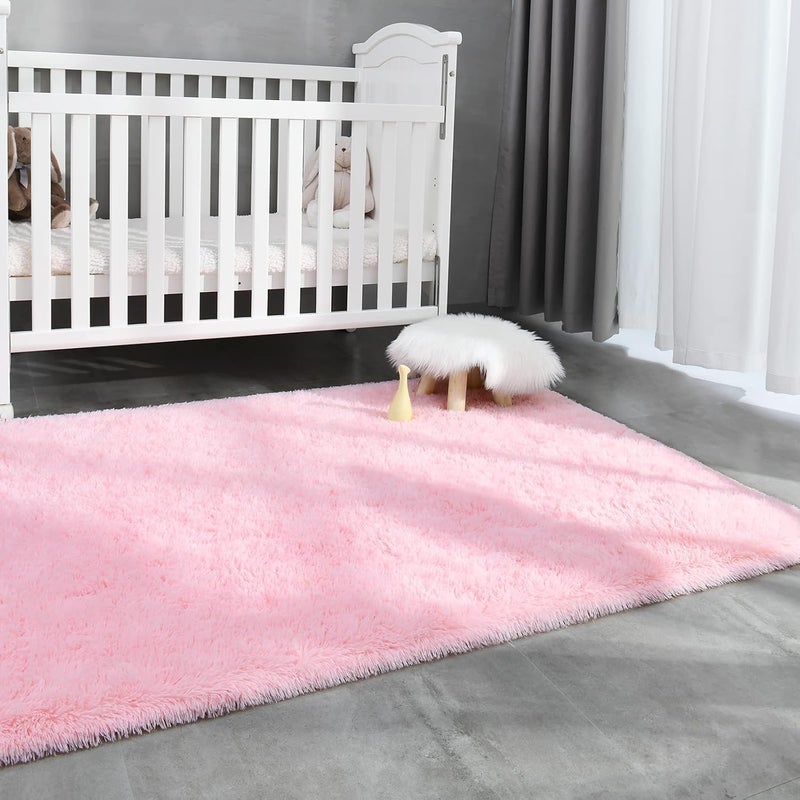 Moofcy Solid Color Area Rug – Soft Plush Carpet for Living Room, Bedroom, Kids Room, Kitchen – Multiple Sizes, Shapes & Colors – Non-Slip, Easy to Clean Modern Floor Rug - (Pink, Rect, 3x5 feet) - Image 3