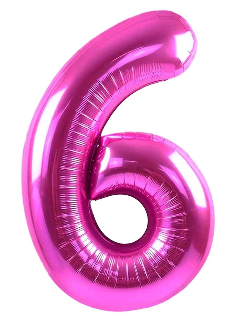 KATCHON Pink Number 6 Foil Balloon For 6th Birthday Decoration - Image 1