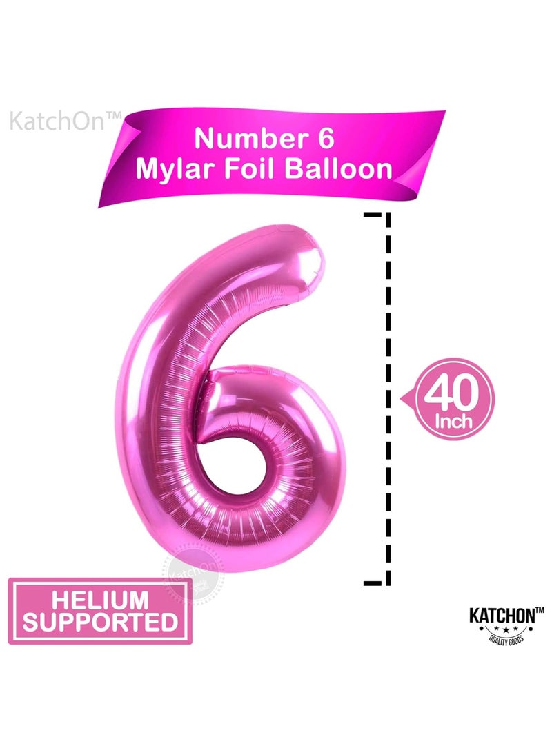 KATCHON Pink Number 6 Foil Balloon For 6th Birthday Decoration - Image 2