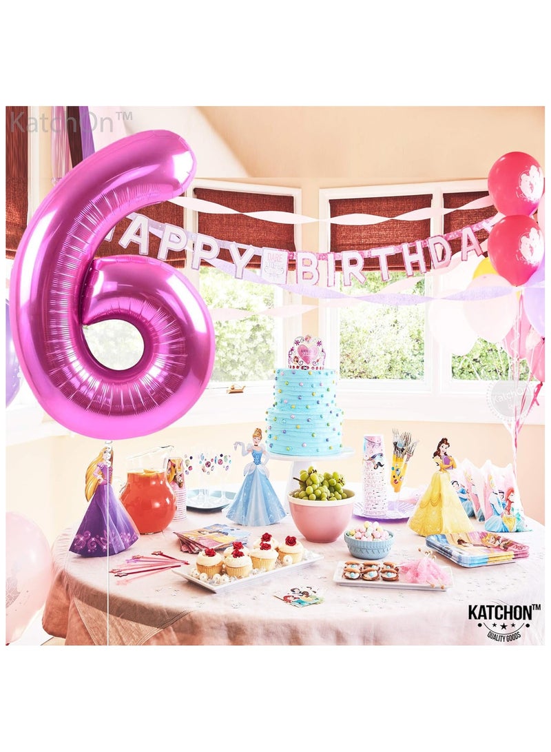 KATCHON Pink Number 6 Foil Balloon For 6th Birthday Decoration - Image 4