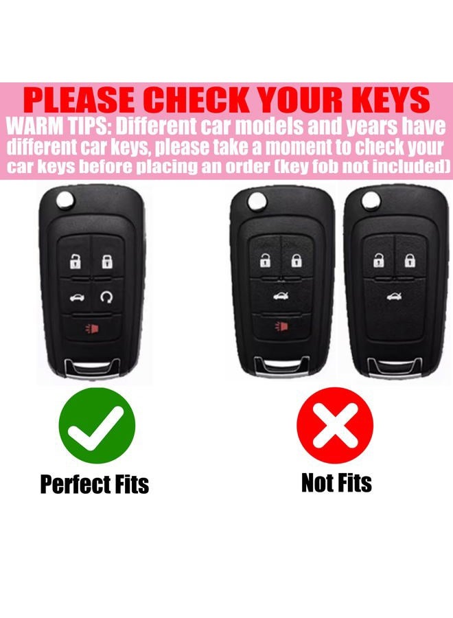 YIKECASE Key Fob Cover with Diamond Keychain for Women, Car Key Holder Compatible with Chevy Cruze Camaro Malibu Equinox Impala GMC Buick Encore Regal Flip Folding Protector, 5 Buttons (Red-Heart) - Image 2