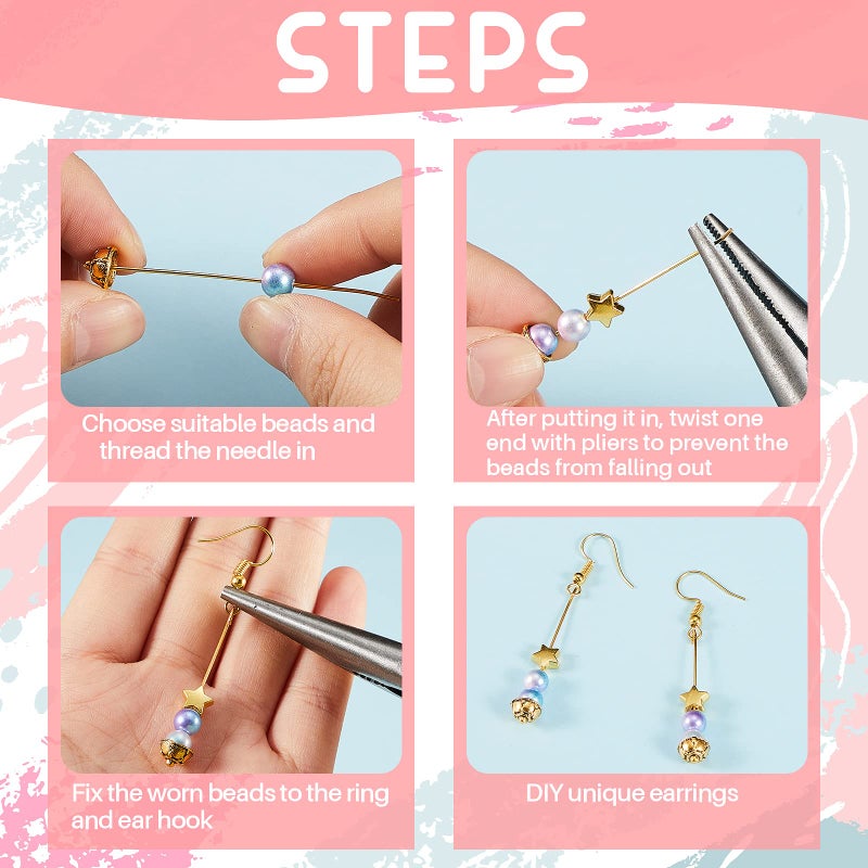 Mtlee 60 Pieces Head Pins for Jewelry Making Flower Beads Ball Pins 2.1 Inch with Clear Box for Jewelry Making Earring Bracelet DIY Accessories, Silver, 3 Colors(Classic Style) - Image 3