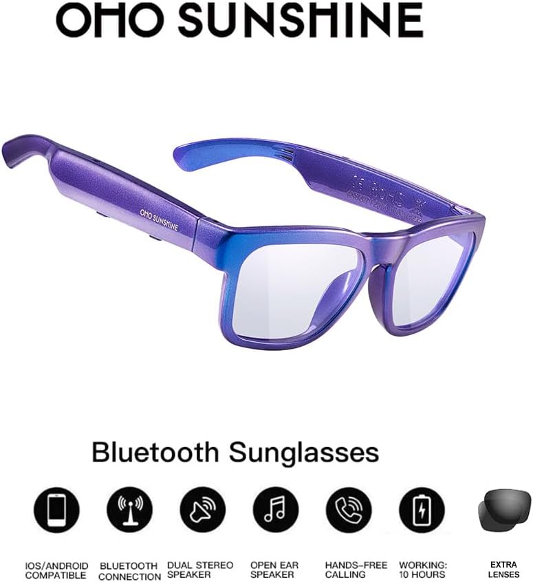OhO sunshine Smart Glasses Unisex,Polarized Sunglasses with Bluetooth Speaker,Athletic/Outdoor UV Protection and Voice Control - Image 4