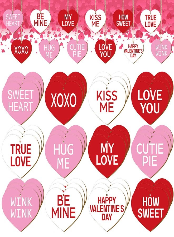 جلينمال مجموعة زينة عيد الحب الخشبية من جلينمال، 36 قطعة، زينة على شكل قلوب وردية وحمراء وبيضاء، زينة معلقة لتزيين المنزل، زينة خشبية رائعة لحفلات عيد الحب - Image 1