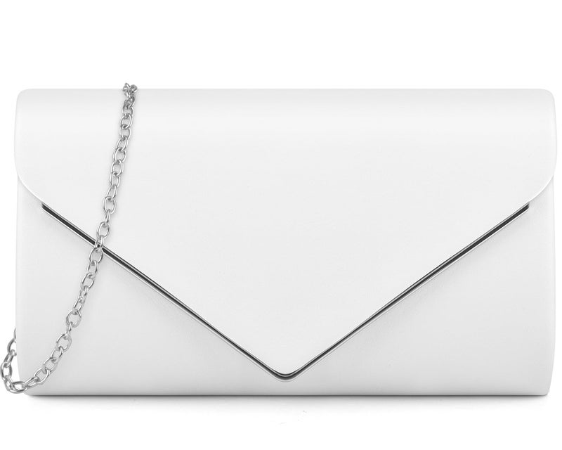 TINDTOP Clutch Purses for Women, PU Leather Formal Evening Bags Shoulder Party Handbags Wedding Cocktail Prom Clutches (B-White) - Image 1