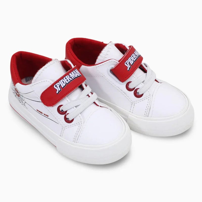 Our kids Baby Boys Leather Sneakers – Red/White with Spiderman Theme - Image 1