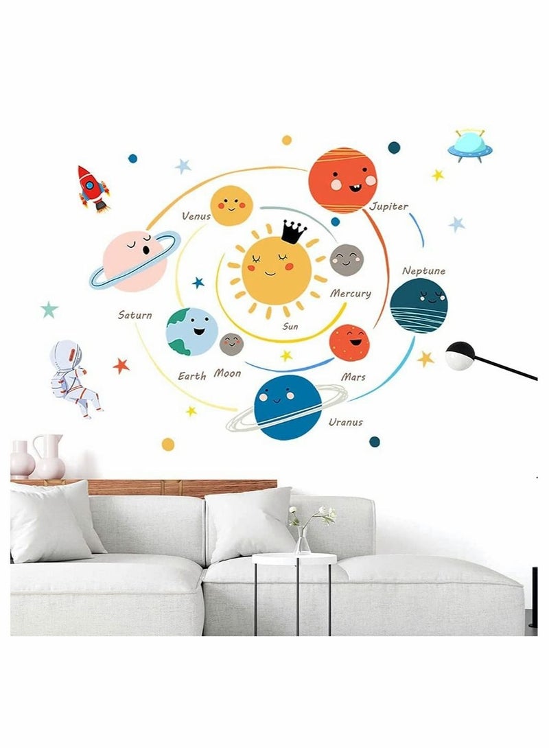 Captaintech Planets Wall Sticker Solar System Wall Decals Children Wall Décor Removable Art Decor Space Decoration for Boys Girls Bedroom Wall Decals - Image 1