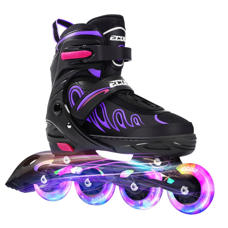 ECOO Inline Skates for Girls and Boys Ages 5-8 8-12 Light up Wheels, Adjustable Size Roller Skates Blades Kids Adult Women Outdoor - Image 1