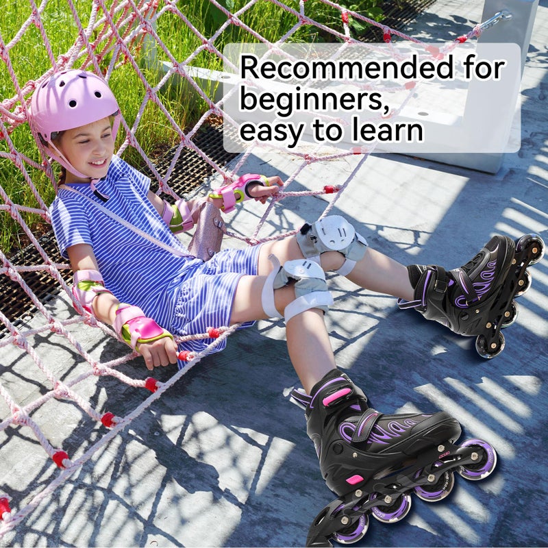 ECOO Inline Skates for Girls and Boys Ages 5-8 8-12 Light up Wheels, Adjustable Size Roller Skates Blades Kids Adult Women Outdoor - Image 2