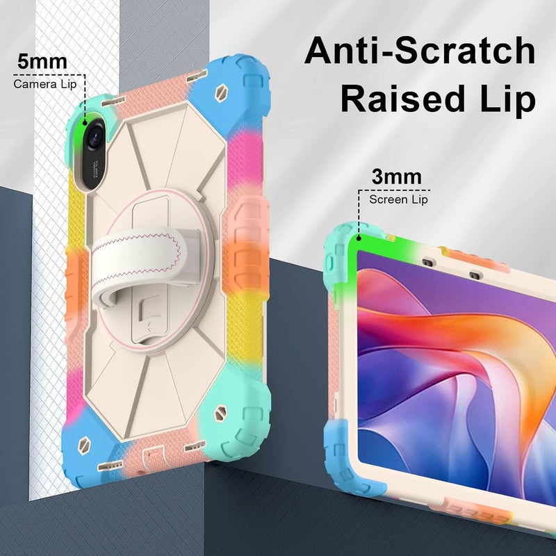 Heavy Duty Case for Xiaomi Redmi Pad 2 11 Inch 2025 with Screen Protector, Rotating Kickstand, Hand Strap & Detachable Shoulder Strap Shockproof Cover(Colorful) - Image 3