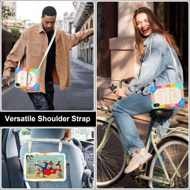 Heavy Duty Case for Xiaomi Redmi Pad 2 11 Inch 2025 with Screen Protector, Rotating Kickstand, Hand Strap & Detachable Shoulder Strap Shockproof Cover(Colorful) - Image 5