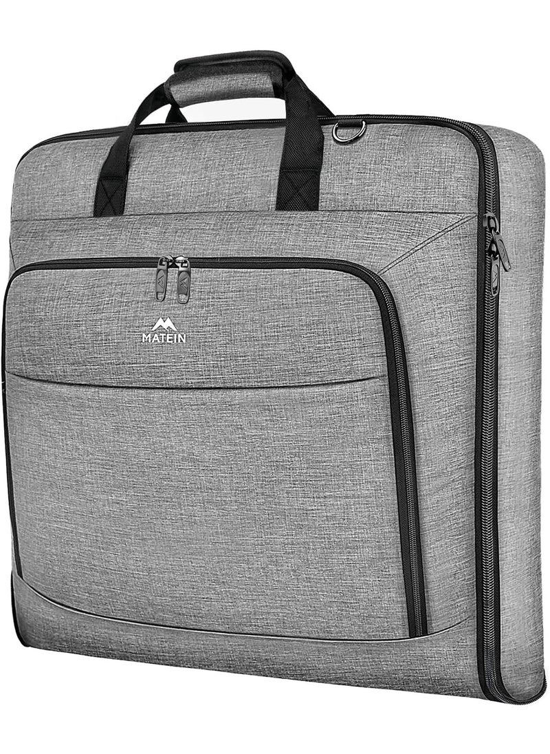 MATEIN MATEIN Carry On Garment Bags for Travel Water Resistant Hanging Suit Bag for Men Women Foldable Garment Luggage with Wrinkle Free Suitcase Cover for Suit Gown Overshirt Sweater Grey 