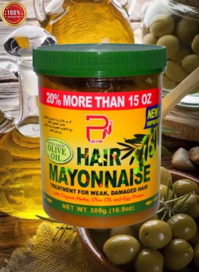 بيرون 9 قطع مايونيز الشعر علاج للشعر الضعيف والتالف مع زيت الزيتون العضوي وبروتين البيض 500 جرام - Image 2