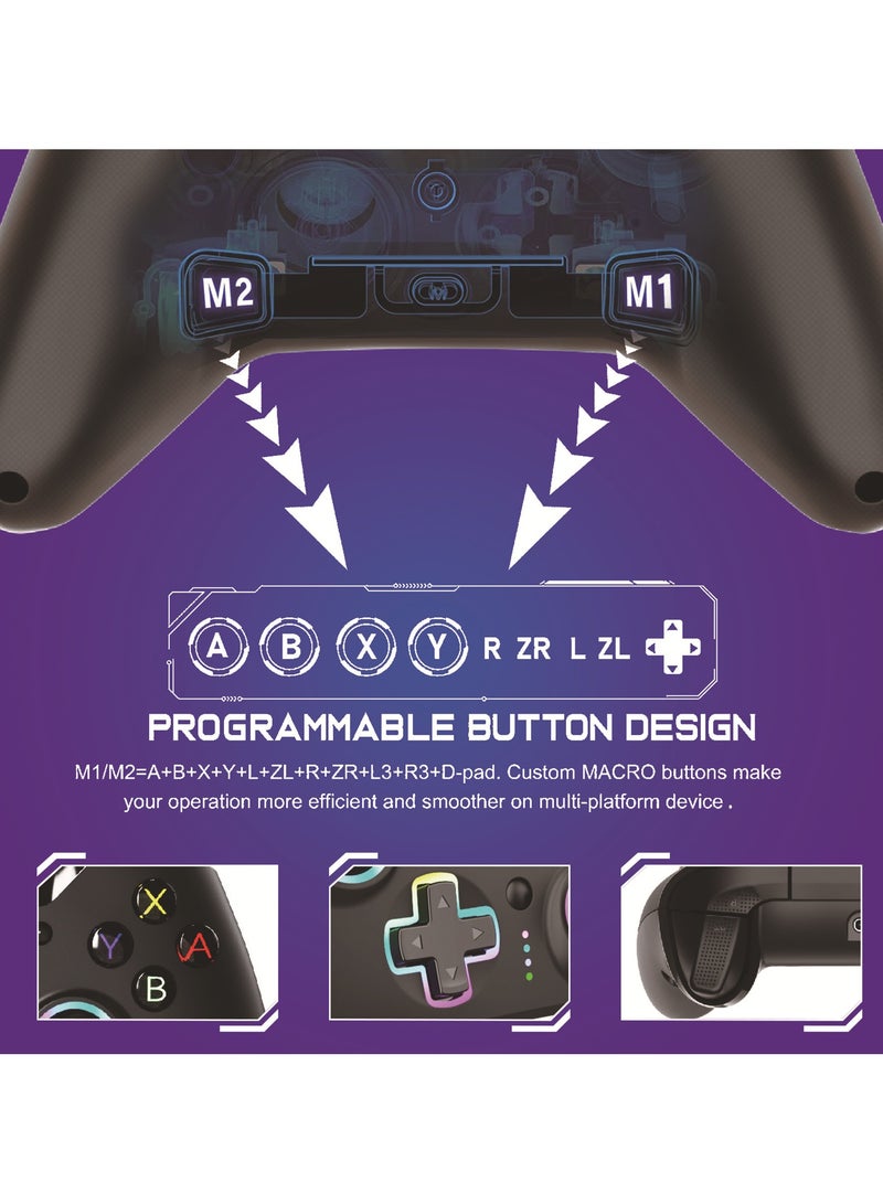 RGB Light Lightning Switch Pro Bluetooth Wireless Controller Gamepad Black Myth Android iOS Motion Sense One Click Wake Up
