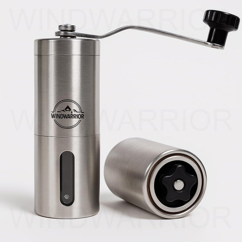 WindWarrior Manual Coffee Grinder with PLASTIC BODY & Travel Coffee Press – Portable Hand Coffee Grinder Fits AeroPress, Adjustable Precision Grind for Espresso, French Press, Pour Over, and Cold Brew - Image 2