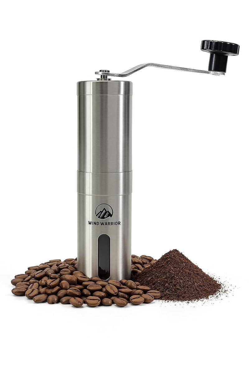 WindWarrior Manual Coffee Grinder with PLASTIC BODY & Travel Coffee Press – Portable Hand Coffee Grinder Fits AeroPress, Adjustable Precision Grind for Espresso, French Press, Pour Over, and Cold Brew - Image 1