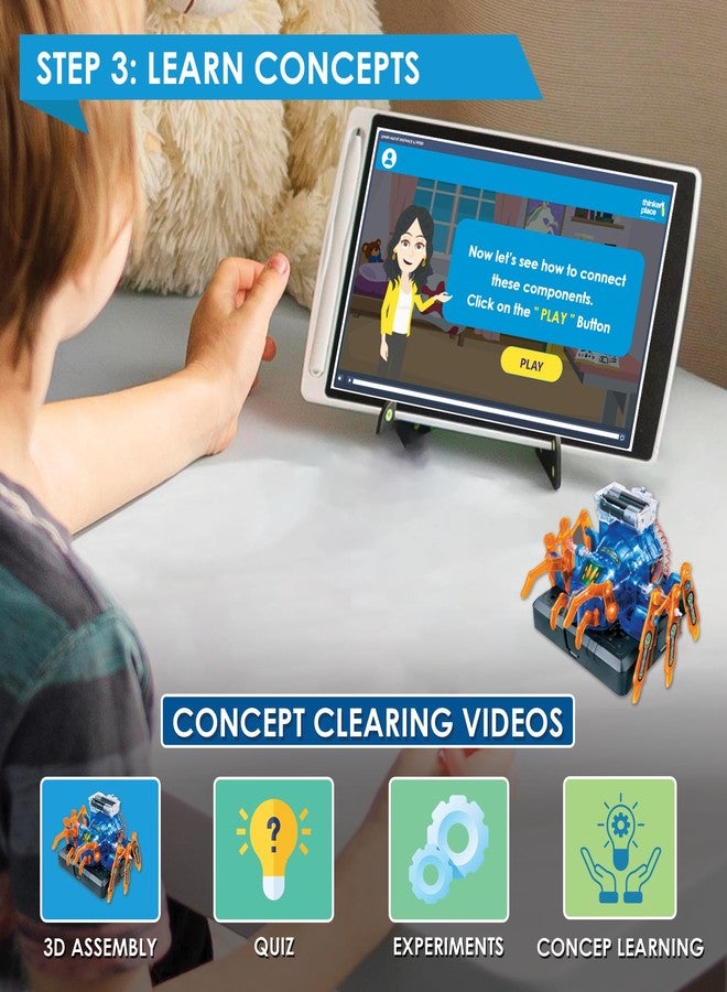 ThinkerPlace مجموعة بناء العنكبوت الآلي من ثينكر بليس | ابنِ، تعلّم، والعب | لعبة تعليمية للأطفال من عمر 8 سنوات فما فوق | مجموعة تعليمية للروبوتات مع تجربة الواقع المعزز | لعبة تعليمية ممتعة - Image 4