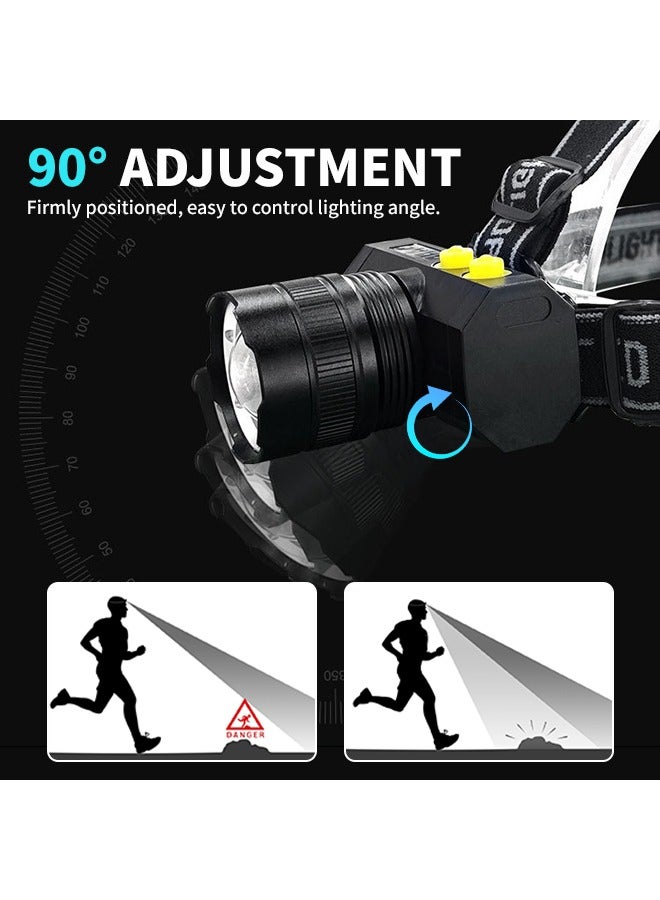 Generic LED Headlamp Rechargeable Headlight 90° Rotating Zoom Head Flashligh High Lumens Built-In Battery 3 Modes Emergency Lamp Camping Accessory  for Fishing, Camping, Hiking Working  - Image 5