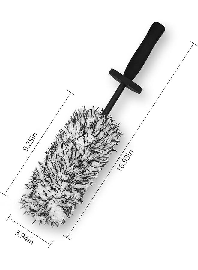 Excefore Car Cleaning Brush Rim Brush Wheel Cleaning Brush, Metal Free Soft Synthetic Wool Car Wash Brush, Highly Water Absorption Wheel Brush (Black White) - Image 3