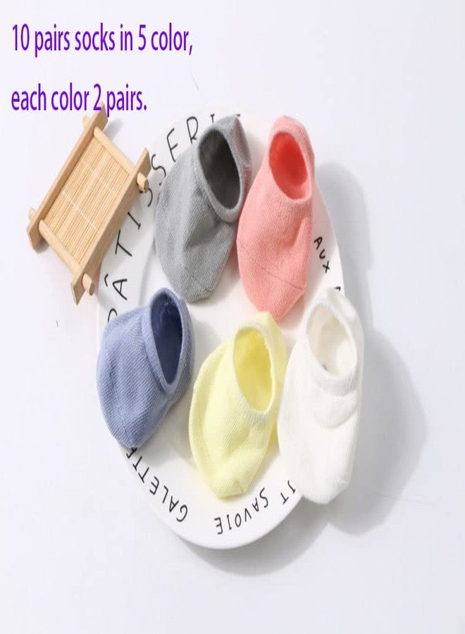 CHUNG Baby Grip Socks Boys Girls Toddler No Show Cotton Anti Slip Non Skid Invisable Summer Thin Low Cut,10 Pack,Solid Color,L - Image 3