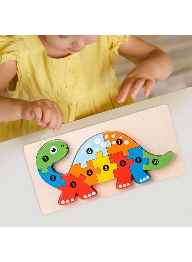 Capstro Wooden Number Puzzle Set for Kids – 4 Pack Dinosaur Counting Puzzles (1–10) | Montessori Early Math Learning & Fine Motor Skill Toy for Preschool – Four Dinosaur Designs - Image 5