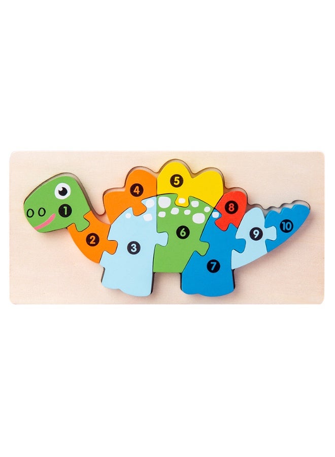Capstro Wooden Number Puzzle Set for Kids – 4 Pack Dinosaur Counting Puzzles (1–10) | Montessori Early Math Learning & Fine Motor Skill Toy for Preschool – Four Dinosaur Designs - Image 4