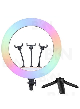 Portable MJ46 18'' RGB Desktop Soft LED Ring Light 16 RGB Colours with Three Mobile Holder & Mini Stand for Making YouTube, Insta Reels, Makeup Videos - pzsku/Z5D396F5C6C45580F284BZ/45/1748337608/7f804272-7deb-4f81-9e53-ad7d7a4b7b90