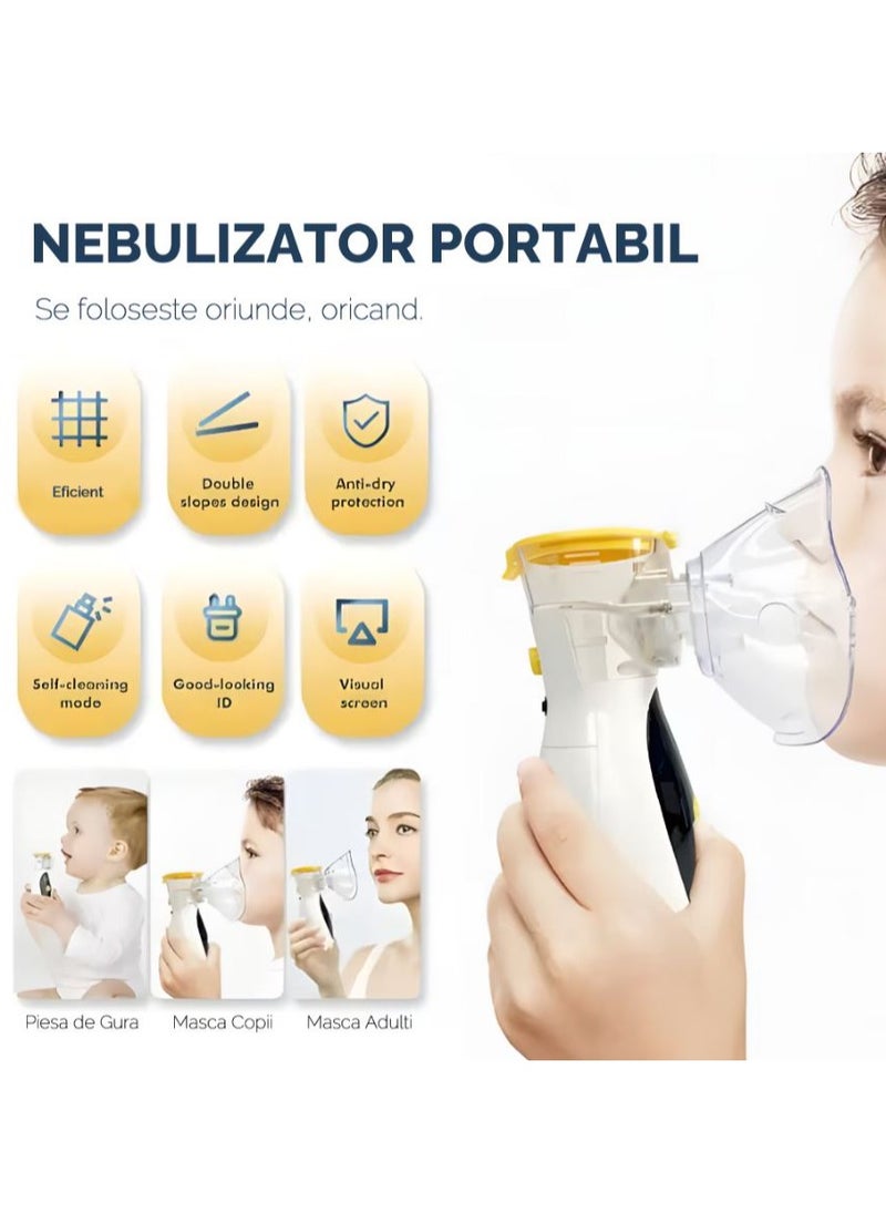 FIPKA - Mesh Nebulizer for Adults & Kids – 3 Mist Modes, USB Rechargeable, Ultra Quiet, Digital Display, Self-Cleaning – White - Image 1