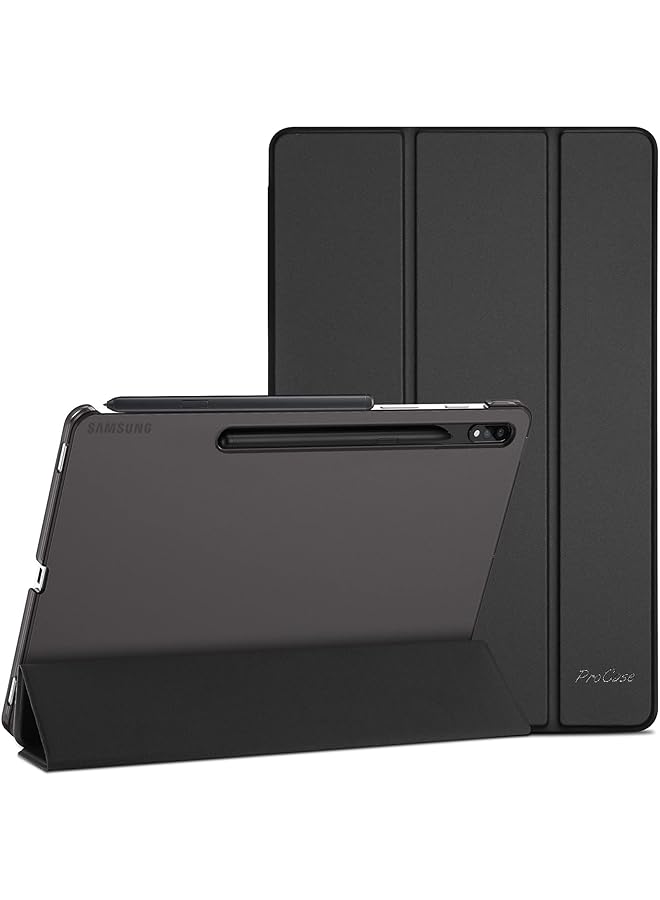Procases Galaxy Tab S8 Tab S7 11 Inch Case Protective Slim Case Folio Hard Back Stand Smart Cover For 11 Inch Galaxy Tab S8 2022 Galaxy Tab S7 2020 Sm X700 X706 T870 T875 T878 Black - Image 1