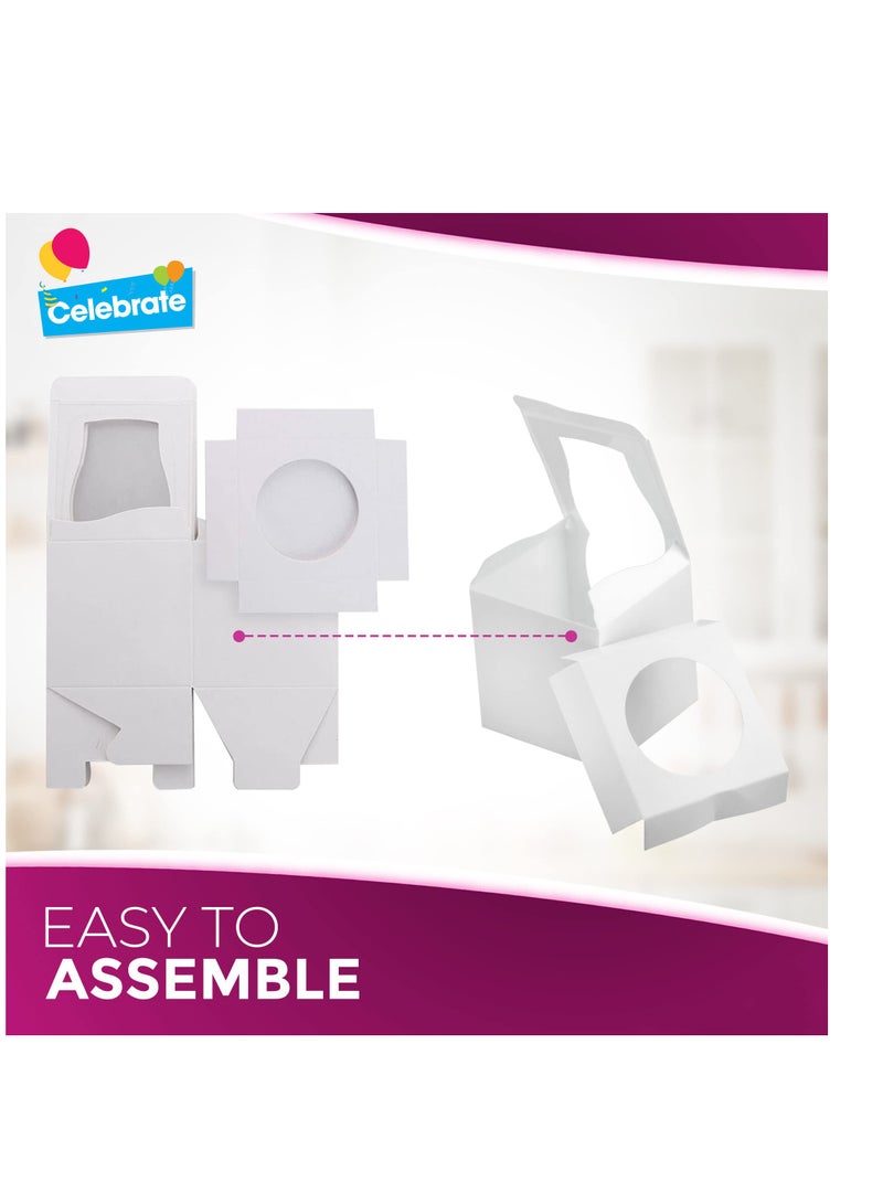 SYOSI White Cupcake Boxes, 12 Pcs Single Cupcake Boxes, Individual Cupcake Boxes With Window For Any Occasions, 9x9x9cm Cupcake Carrier, for Bridal Showers, Weddings, Birthday Parties - Image 3