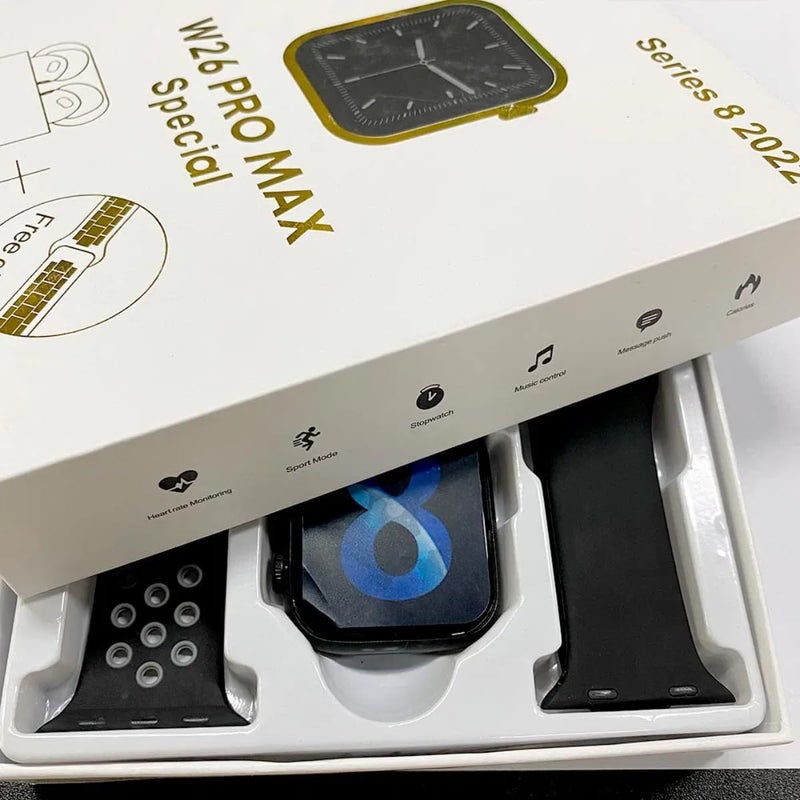 ZAMZIN W26 Pro Max Series 8: 2-in-1 Smartwatch with Headphones, Bluetooth Call, Fast Charge, Fitness Tracker, EKG, Blood Pressure, Sleep Monitor, iOS & Android Compatible, Arabic Language Support - Image 2