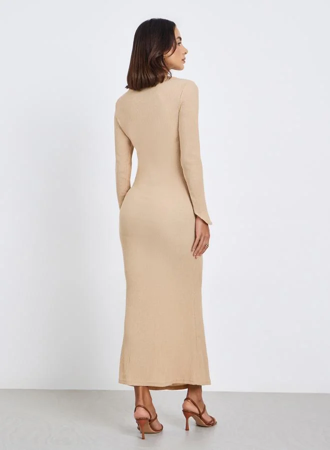 Styli Women Textured Bodycon Maxi Dress