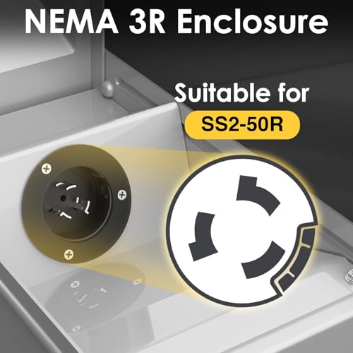 HUBRV Heavy Duty Pre-Drilled 50 Amp Generator Inlet Box 3R NEMA SS2-50P Big Spac for 3-Prong Generator Cord 125/250V 3750/7500W 50a Power ETL Listed Waterproof for Outdoor - Image 3