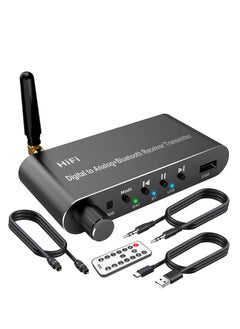 Digital to Analog Audio Converter with Bluetooth 5.1 Receiver，Digital Optical to 3.5 mm DAC Wireless Adaptor, Coax to Analog L/R RCA 3.5 mm for TV, Gaming, CD Player, MP3