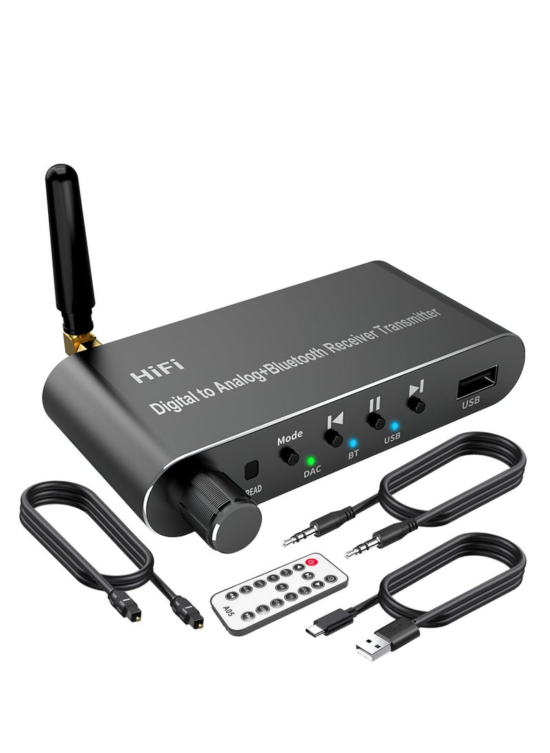SYOSI - Digital to Analog Audio Converter with Bluetooth 5.1 Receiver，Digital Optical to 3.5 mm DAC Wireless Adaptor, Coax to Analog L/R RCA 3.5 mm for TV, Gaming, CD Player, MP3 - Image 1