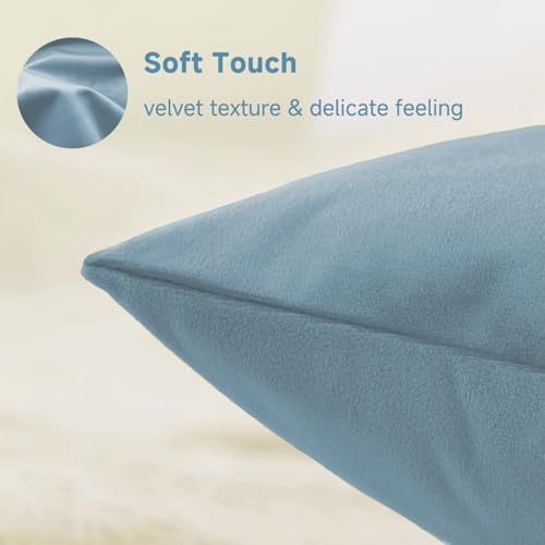 QUORGVES Velvet Light Blue Throw Pillows 18x18 Inch Set of 2 Summer Light Blue Pillow Covers for Sofa Couch Bedroom Soft Square Dusty Coastal Sky Baby Blue Pillow Covers - Image 2