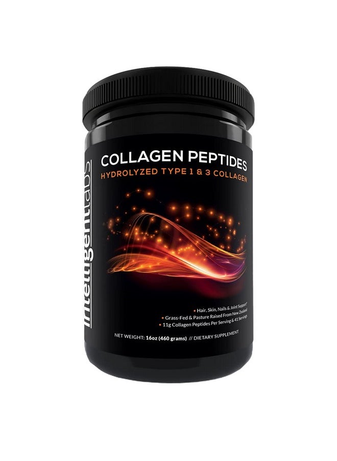 Intelligent Labs Intelligent Labs Hydrolyzed Type 1 and 3 Collagen Peptides Powder, 100% Cruelty-Free and Grass-Fed Bovine, Supports Healthy Hair, Skin, Nails & Joints, 11g per Serving, 41 Servings a Bottle  - Image 1