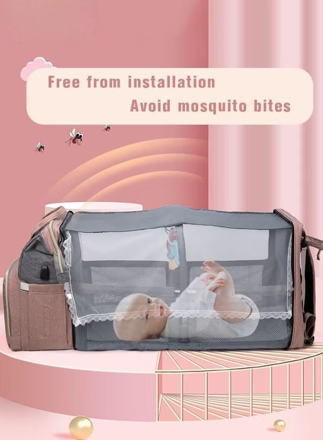 HOOKOR Baby Diaper Bag Backpack Multifunction Diapers Changing Station Toy Bar for Outdoor and Travel, Large Capacity Infant Shower Gifts, USB Port, 3 Toys - Image 2