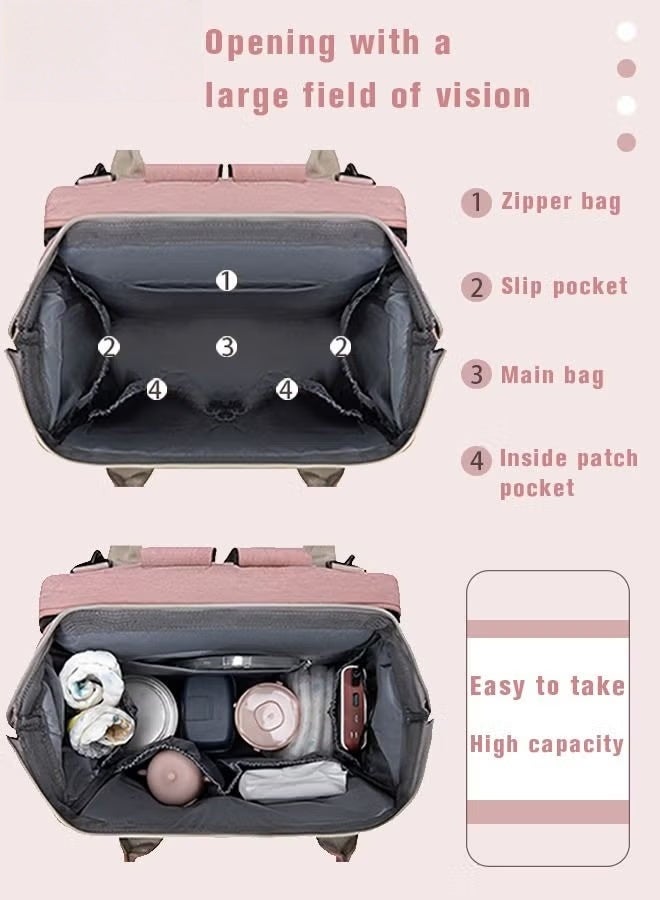 HOOKOR Baby Diaper Bag Backpack Multifunction Diapers Changing Station Toy Bar for Outdoor and Travel, Large Capacity Infant Shower Gifts, USB Port, 3 Toys - Image 5